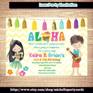 Luau Party Invitation, Hawaiian Invitations, Luau Birthday Invitation, Luau Party, Luau Birthday, Luau Invite, Luau Invite, Aloha Party image 2