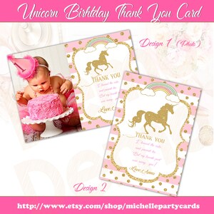 Einhorn Geburtstag, Dankeskarte, Einhorn Rosa und Gold, Danke, Einhorn Gold, Glitter, Party Geburtstag, Einhorn