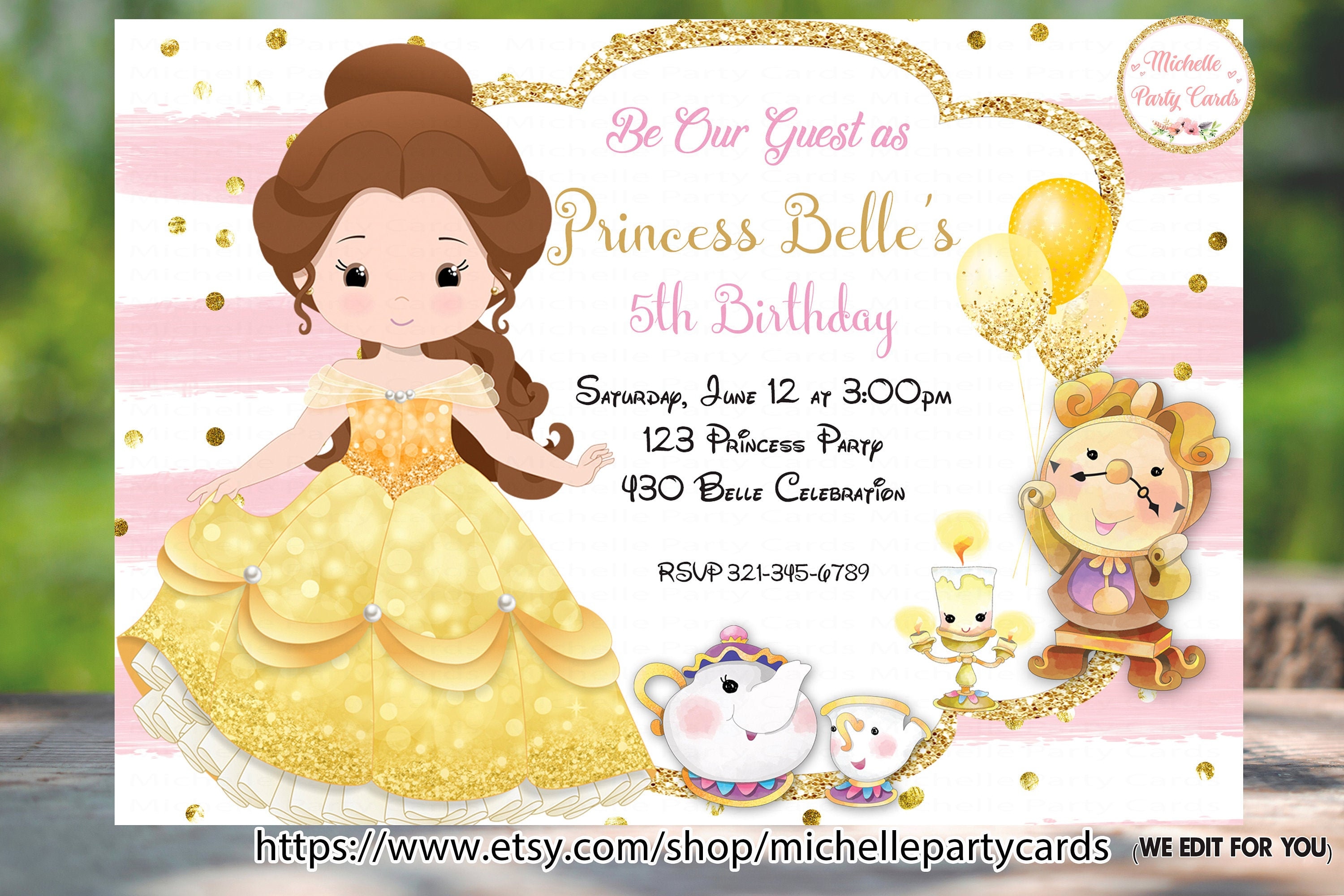 Free Princess Belle Birthday Invitation Template Free Princess Belle Birthday Invitation Template