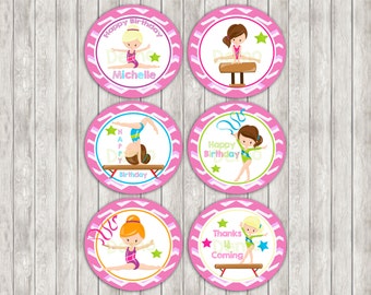 Cupcake Toppers - Tags Gymnastic, Cupcake Toppers, Gymnastic Cake Toppers, Gymnastic Tags Birthday Printables, Gymnastic party printable