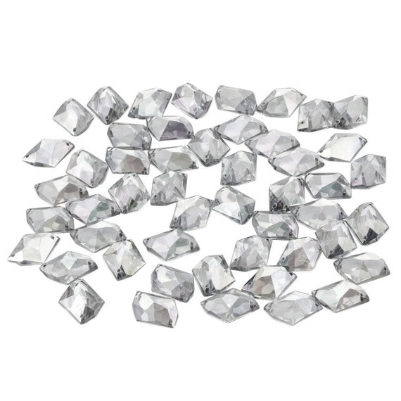 Stitch On 50 x CLEAR Resin Sew On Stick on DIAMANTE Crystal Rhinestones CRAFT