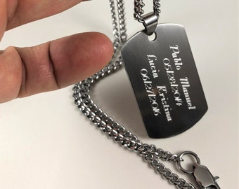 Personalized Silver Dog Tag Necklace: Custom Engraved Stainless Steel