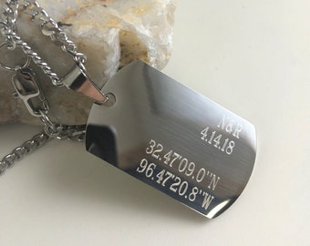 Personalized Men's Dog Tag Necklace: Engraved Stainless Steel, Boyfriend Gift