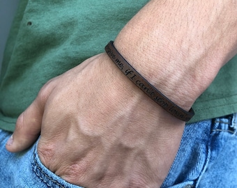 Personalized Men Leather Bracelet,Secret Message Bracelet,Custom Bracelet For Him Or Her,Wedding Engraved Gift,Custom Men Jewelry,Dad's Gift