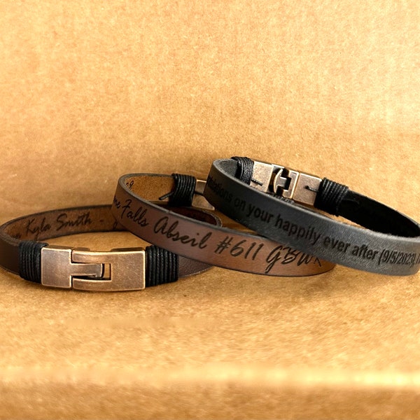 Männer Lederarmband Gravur Geschenk für Sohn Freund Geschenk Armband für Papa Ehemann Jahrestag Geschenk personalisierte Leder-Accessoire für Männer