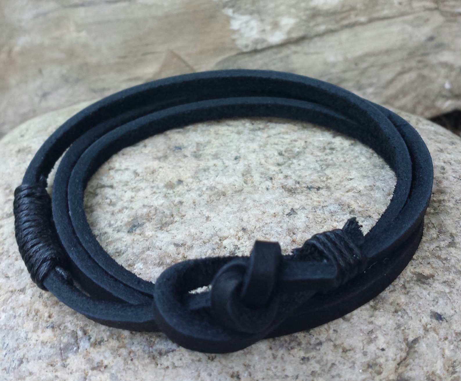 Men's Bracelet Men's Leather Bracelet Black Leather | Etsy