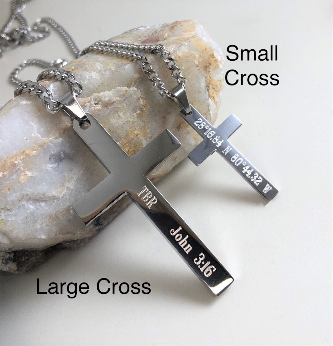 Personalized Stainless Steel Cross Necklace: Engraved Christian Pendant