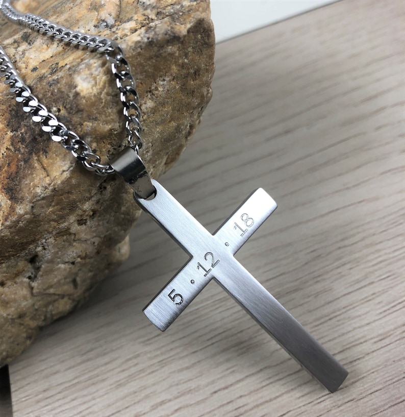 Personalized Cross NecklaceStainless Steel Custom Men | Etsy