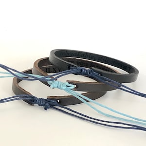 Personalized Thin Leather Bracelet: Custom Engraved Unisex Jewelry