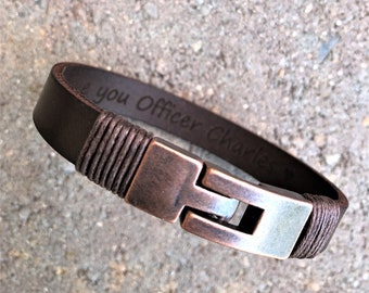 Personalized Leather Bracelet for Men: Hidden Message, Custom Engraved Groom Gift