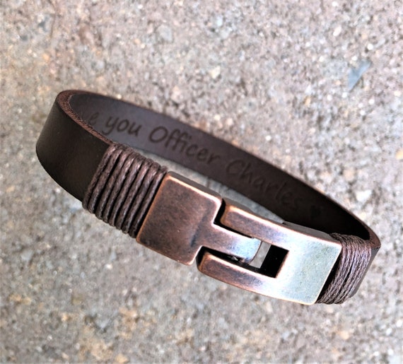 Personalized Leather Bracelet for Men: Hidden Message, Custom Engraved Groom Gift