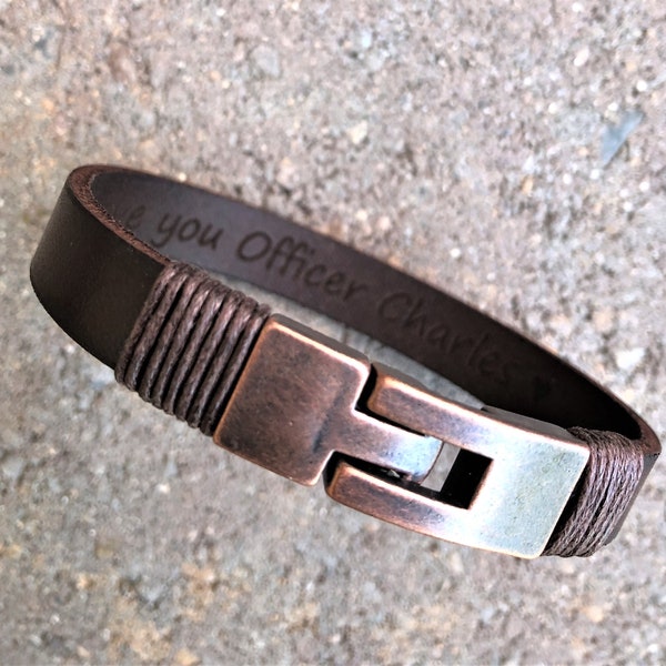 Bracelet en cuir personnalisé pour homme : message caché, cadeau de marié gravé personnalisé