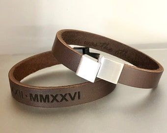 Personalized Leather Bracelet: Secret Message, Custom Engraved Gift