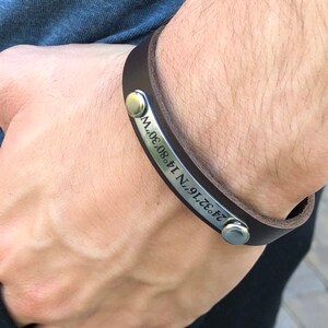 Personalized Men Bracelet, Boyfriend Gift,Men Custom Leather Bracelet,Coordinates GPS Bracelet,Personalized Gift, Engraved Bracelet for Men
