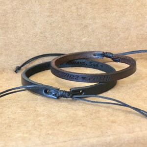 Personalized Leather Bracelet: Custom Engraved Unisex Couple Gift