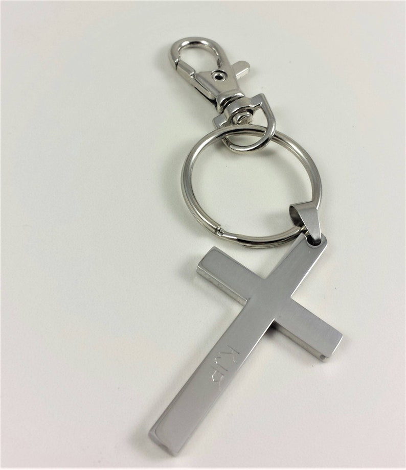Religious Cross Keychain Stainless Steel Custom Keychain Etsy