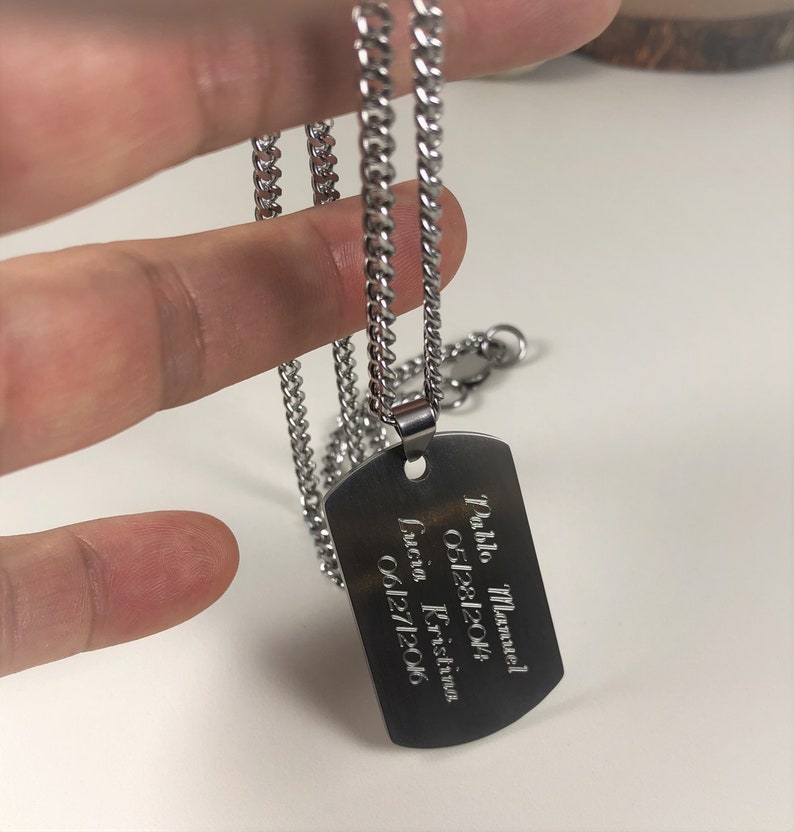 Personalized Dog Tag Necklace Custom Necklace for Men Kids Etsy