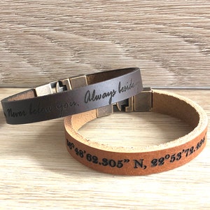 Personalized Leather Bracelet: Engraved Custom Unisex Jewelry Gift