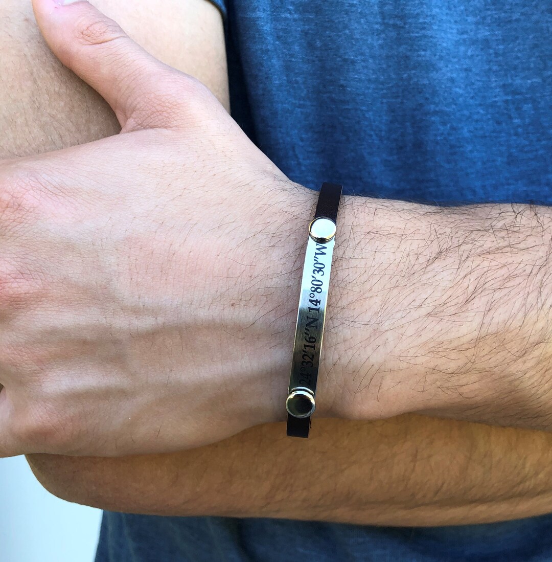 Men's Leather Bracelet Personalized Bracelet Best Friend Etsy