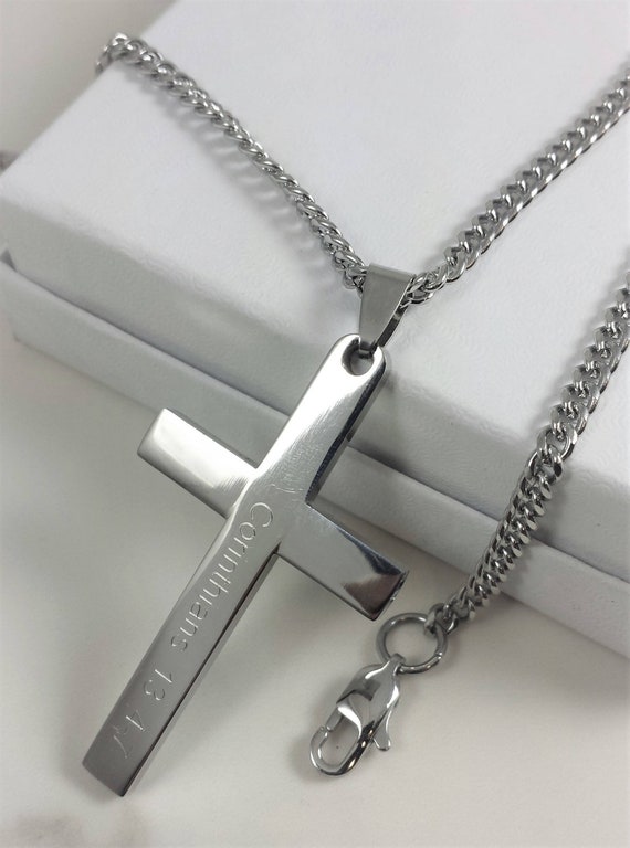 cross necklace with bible verse