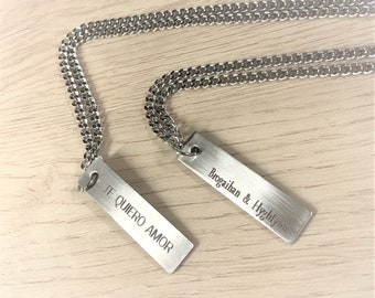 Personalized Men Necklace, Stainless Steel Name Bar Necklace For Men, Custom Jewelry For Men, Father's Day Personalized Gift, Men's Engraved