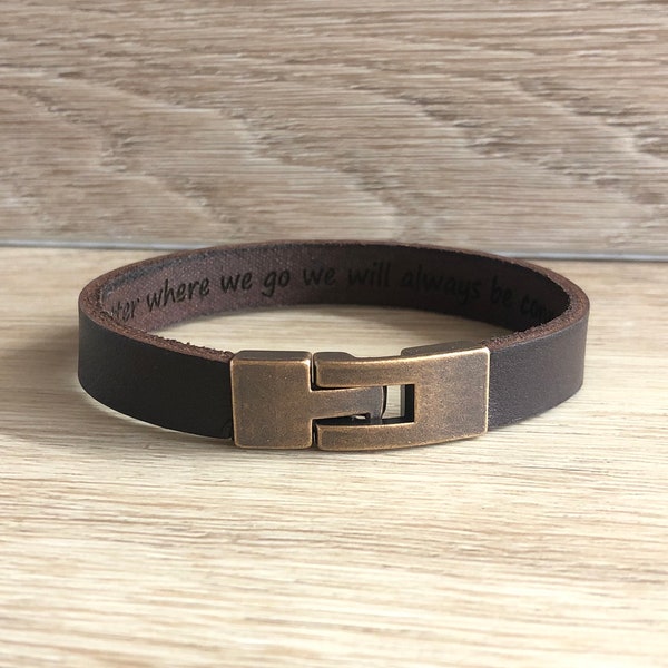 Personligt läderarmband för män, graverat kopparspänne, specialanpassade smycken
