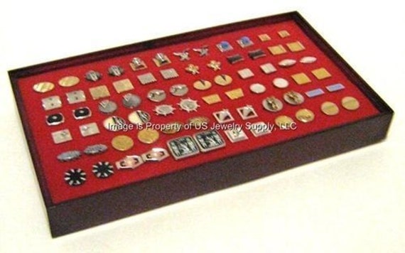 1 New Cufflinks Storage Display Red Stackable Tray 