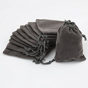25 pack 4&quot; x 5&quot; Gray Velveteen Drawstring Gift Pouches Bags
