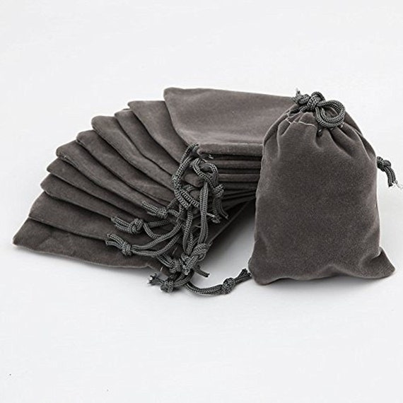 25 Pack 4 X 5 Gray Velveteen Drawstring Gift Pouches Bags 