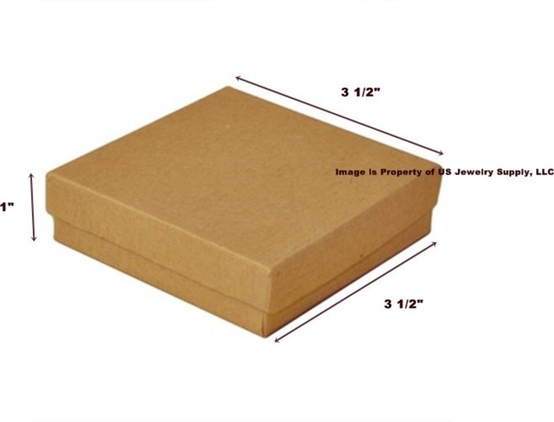 May include: A brown cardboard box with a lid, measuring 3 1/2 inches by 3 1/2 inches by 1 inch.