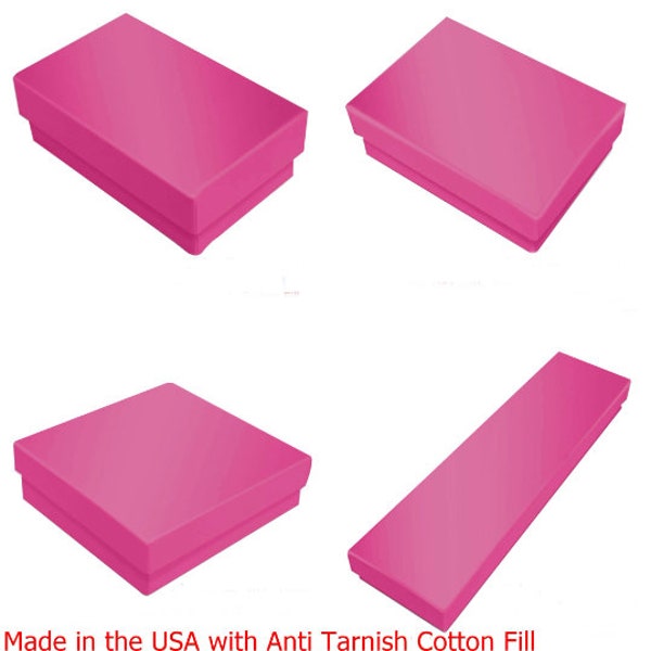 Glossy Pink Fuscia Cotton Filled Craft Sales Jewelry Packaging Display Gift Boxes Choose from many popular sizes