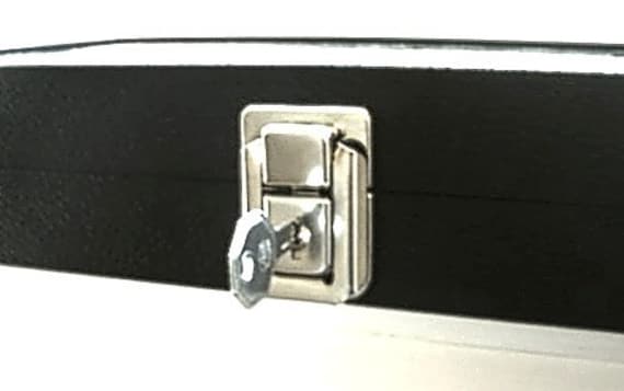Black Glass Top Storage Box With Lock & Key - 36 Ring Display Case, Portable & Secure