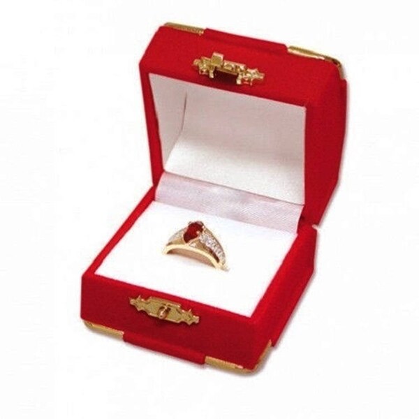 Red Velvet with Brass Accents Ring Jewelry Display Gift Boxes Choose 1  6  12  24  48  96  or 144 Ring Boxes