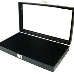 Clearance 2nds Glass Top Lid 8 Row Ring Display Storage Organizer Case Jewelry Box