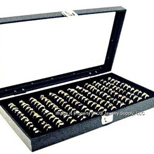 Clearance 2nds Glass Top 144 Ring Black Jewelry Sales, Display Box Storage Case