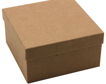 3 1/2" x 3 1/2" x 2" Deep Kraft Brown Cotton Filled Jewelry Packaging Craft Gift Boxes Choose 4 8 16 32 or 100 Gift Boxes