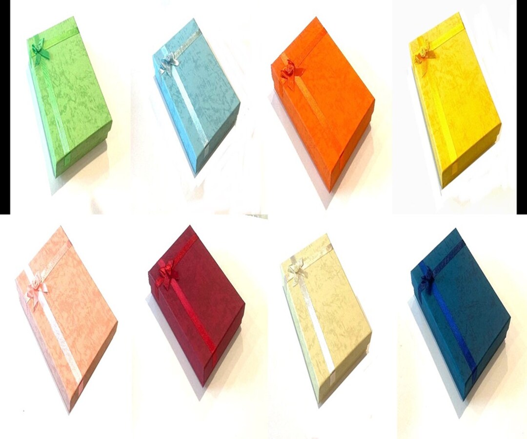 Pastel Ribbons Necklace Pendant Chain Gift Boxes, 51/2 Wide X 71/2