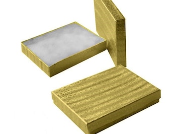 Gold Foil Cotton Filled Jewelry Necklace Chain Bracelet Display Packaging Gift Boxes 5-3/8" x 3-7/8" x 1"h  Pick  2 4  8 12 or 24 boxes
