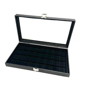 Clearance Sale 2nds Jewelry Pin Earring Ring Coins Relics Black Grained Glass Top Lid 32 Space Display Case