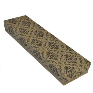 10 Piecees  8&quot; x 2&quot; x 1&quot;   Damask Print Cardboard Cotton Filled Jewelry Packaging Gift Boxes BX2782