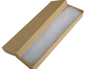 10 Kraft Brown Cotton Filled Jewelry Necklace Chain Bracelet Display Packaging Gift Boxes 8" x 1 3/4" x 3/4"h