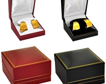 Hoop Post Drop Dangle T Insert Earring Gift Boxes Black and Red Gold Trim Leatherette Earring Gift Boxes Jewelry Packaging