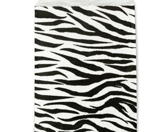 100 Zebra Animal Print Merchandise Retail Paper Party Favor Jewelry Gift Bags 4" x 6" Tall