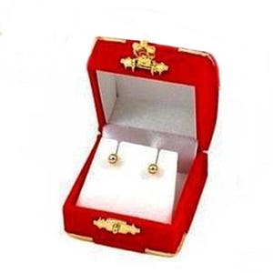 4 Pack Red Velvet with Brass Accents Earring or Pendant Jewelry Display Gift Boxes