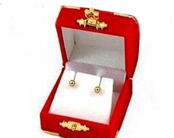 4 Pack Red Velvet with Brass Accents Earring or Pendant Jewelry Display Gift Boxes