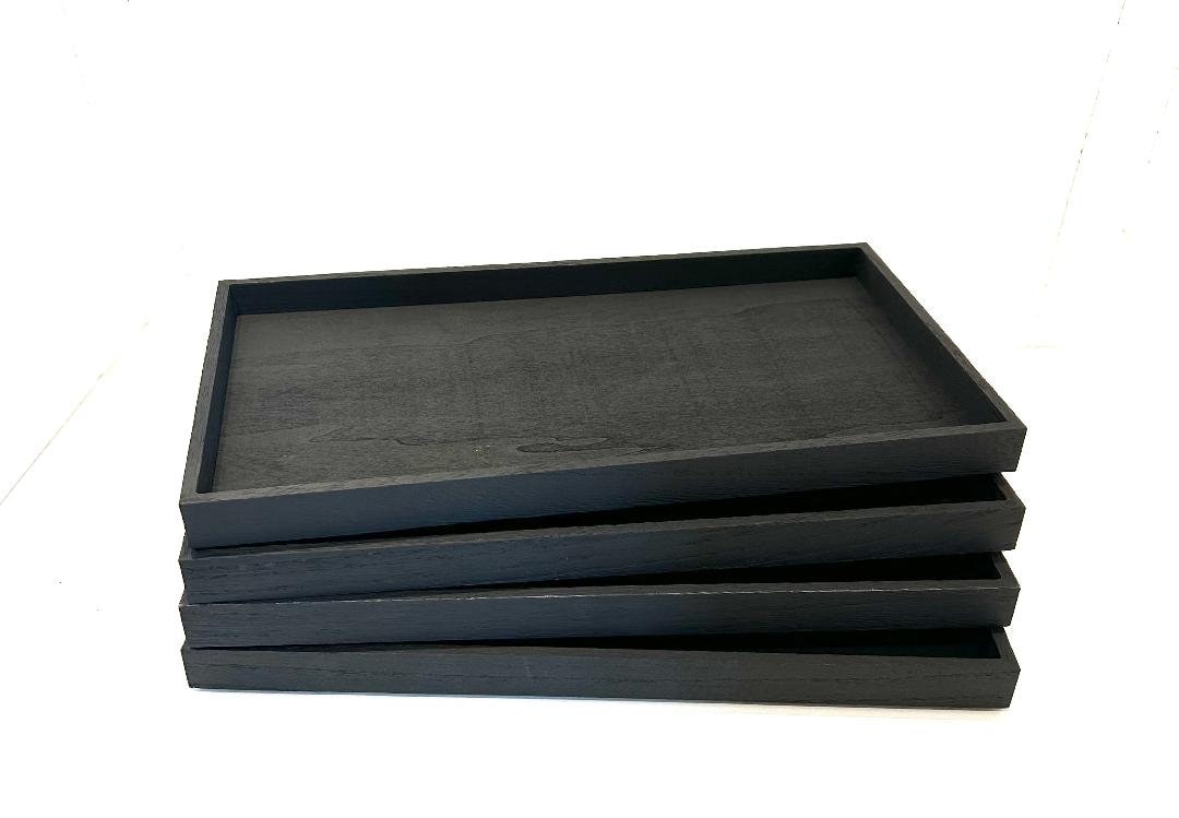 Rustic Style Black Stained Stackable Wood Tray for Collectibles Jewelry Storage Display