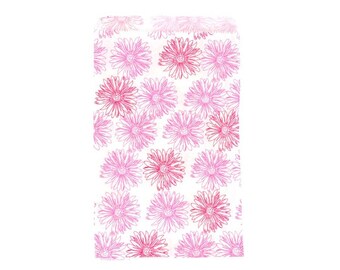 500 Pink Flower Print Merchandise Retail Paper Party Favor Jewelry Gift Bags 6" x 9" Tall