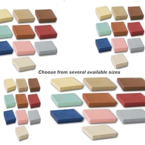 May include: Assortment of small, square boxes in various colors, including beige, brown, red, blue, light blue, and pink.  Choose from several available sizes.