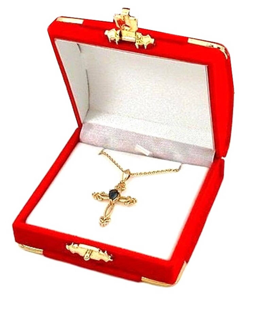 Red Velvet With Brass Accents Pendant Chain Jewelry Gift  display picture 3