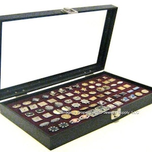 Key Lock Locking Glass Top Lid 36 Burgundy Cufflink Cufflinks Showcase Jewelry Display Case